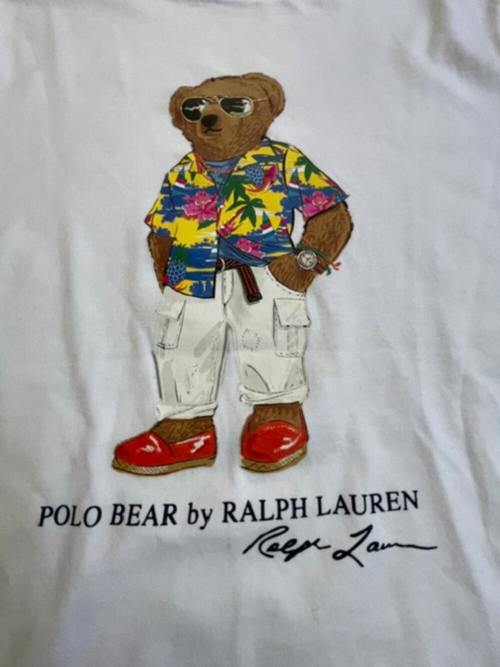 Polo Bear Ralph Lauren Boy's Graphic T-Shirts, White, Size M(10-12) - Picture 3 of 4